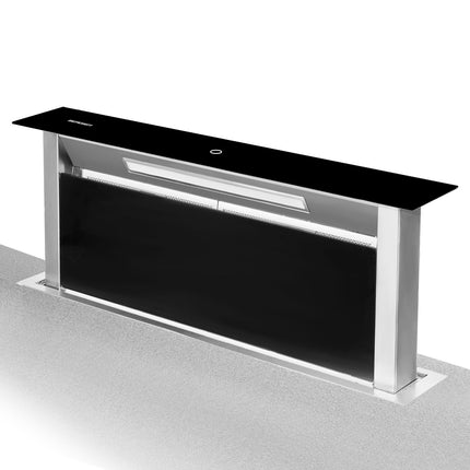 Emhætte med indbygget bordplade - 90 cm sort, elegant og effektiv løsning til dit køkken