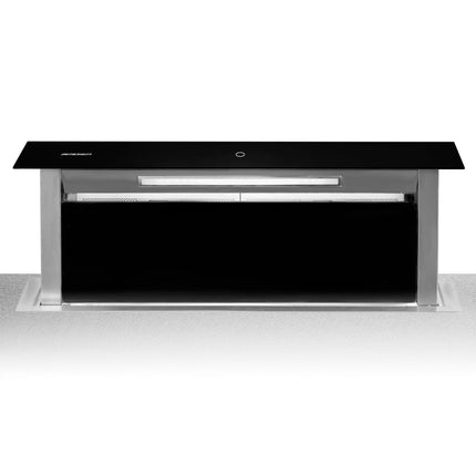 Emhætte med indbygget bordplade - 90 cm sort, elegant og effektiv løsning til dit køkken