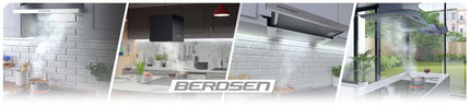 Køkkenemhætte med skorsten - 60 cm, sort design med hærdet glas og LED-belysning