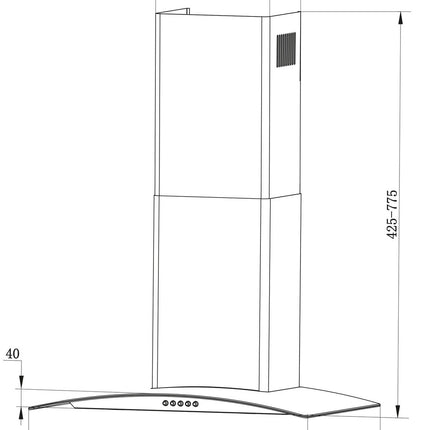 Emhætte med skorsten i rustfrit stål - 60 cm moderne design til køkkenet