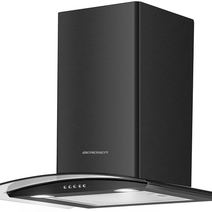 Emhætte med skorsten 60 cm - Moderne design i rustfrit stål og hærdet glas, energibesparende LED-belysning, 3 hastigheder, perfekt til køkkenet.