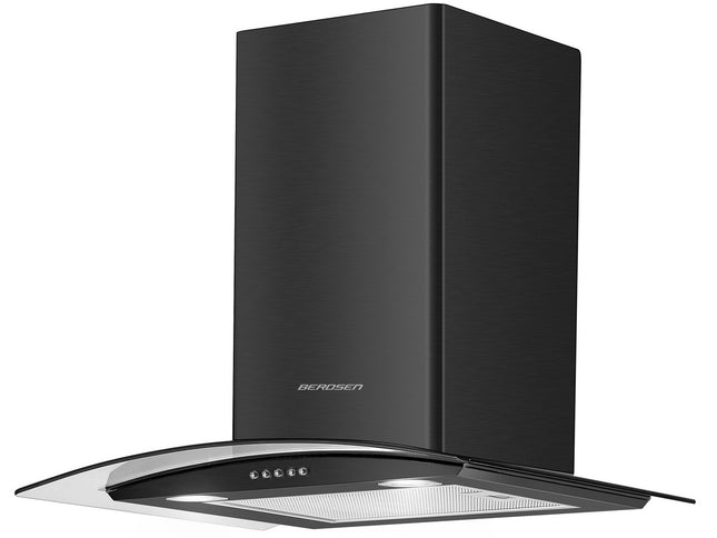 Emhætte med skorsten 60 cm - Moderne design i rustfrit stål og hærdet glas, energibesparende LED-belysning, 3 hastigheder, perfekt til køkkenet.