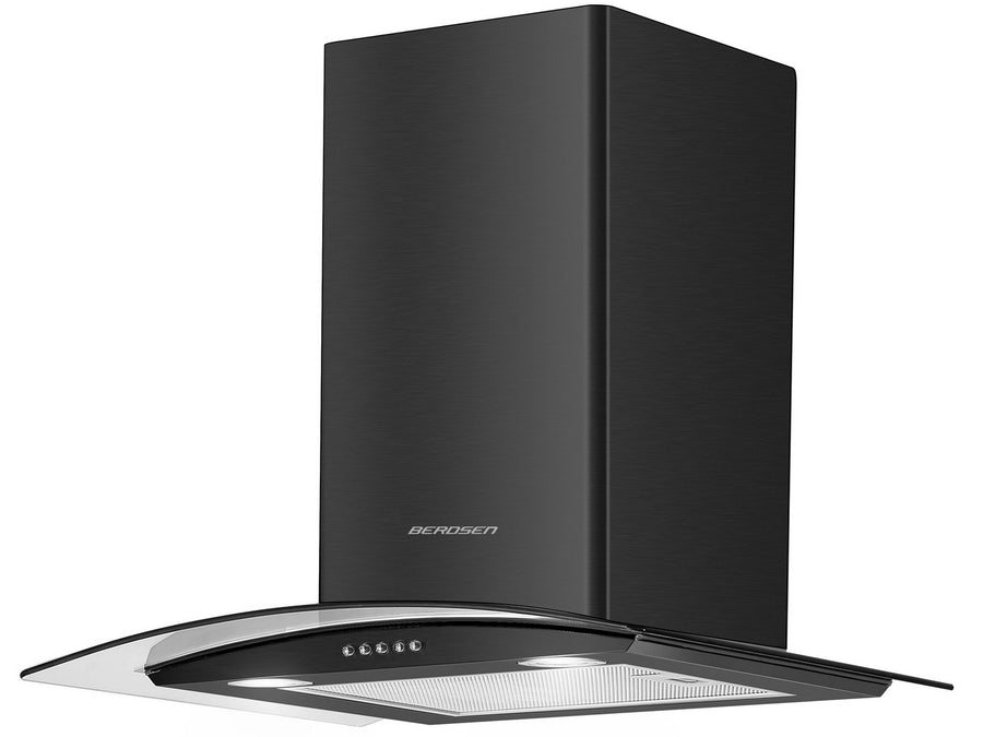 Emhætte med skorsten 60 cm - Moderne design i rustfrit stål og hærdet glas, energibesparende LED-belysning, 3 hastigheder, perfekt til køkkenet.