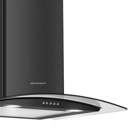 Emhætte med skorsten 60 cm - Moderne design i rustfrit stål og hærdet glas, energibesparende LED-belysning, 3 hastigheder, perfekt til køkkenet.