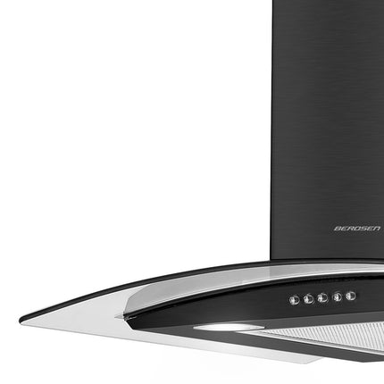Emhætte med skorsten 60 cm - Moderne design i rustfrit stål og hærdet glas, energibesparende LED-belysning, 3 hastigheder, perfekt til køkkenet.