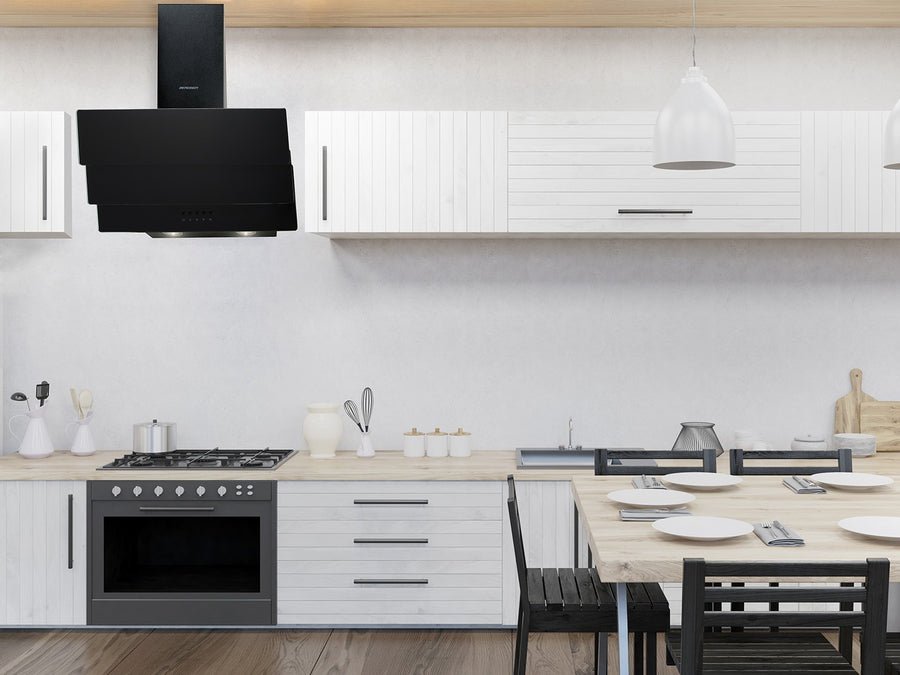 Emhætte 60 cm med hærdet glas og LED-belysning til moderne køkken