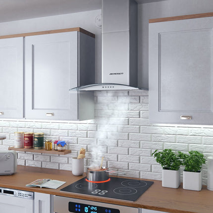 Emhætte med skorsten i rustfrit stål - 60 cm moderne design til køkkenet