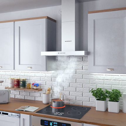 Emhætte med skorsten i rustfrit stål - 60 cm moderne design til køkkenet