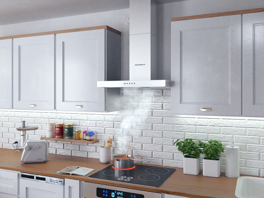 Emhætte med skorsten i rustfrit stål - 60 cm moderne design til køkkenet
