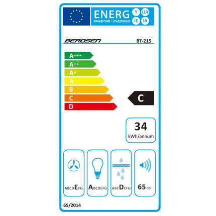 Køkkenemhætte med skorsten - 60 cm, sort design med hærdet glas og LED-belysning