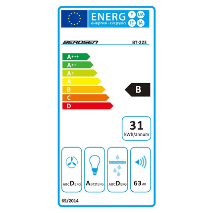 Moderne 90 cm køkkenemhætte i rustfrit stål med LED-belysning og skorstensdæksel
