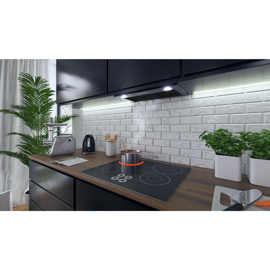 Køkkenemhætte 52 cm - Indbygget, Sort med LED-belysning og Energibesparende Funktioner