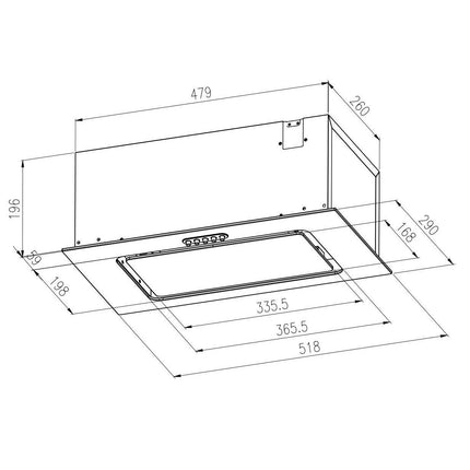 Effektiv emhætte til underskab med LED-belysning - 52 cm hvid