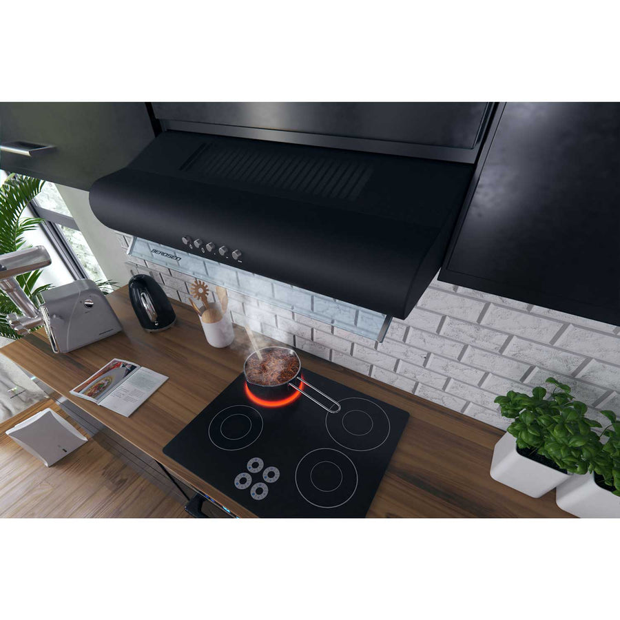 Emhætte til underskab 60 cm i sort - Effektiv og stilren køkkenløsning