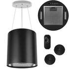 Køkkenø emhætte i rustfrit stål med LED-belysning - 35 cm diameter, 38 cm høj, 3 hastigheder