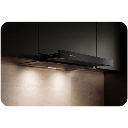Teleskopemhætte 50 cm til underskab med 320 m³/t, 2 hastigheder og LED-lys – sort