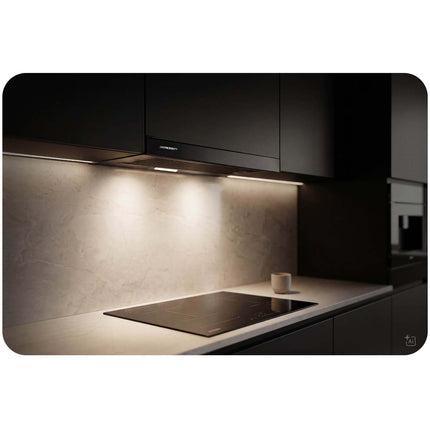Teleskopemhætte 50 cm til underskab med 320 m³/t, 2 hastigheder og LED-lys – sort