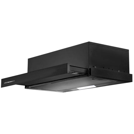 Teleskopemhætte 50 cm til underskab med 320 m³/t, 2 hastigheder og LED-lys – sort