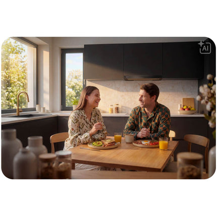 Underskabsemhætte med udtræk 60 cm, 320 m³/t, LED og 2 aluminiumsfiltre – sort