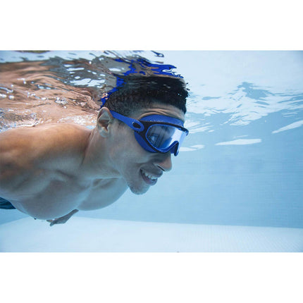Svømmebriller til pool med polycarbonatlinser og justerbar silikonestrop – universalstørrelse, blå – Bestway