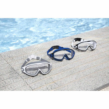 Svømmebriller til pool med polycarbonatlinser og justerbar strop – universalstørrelse, latexfri – Bestway