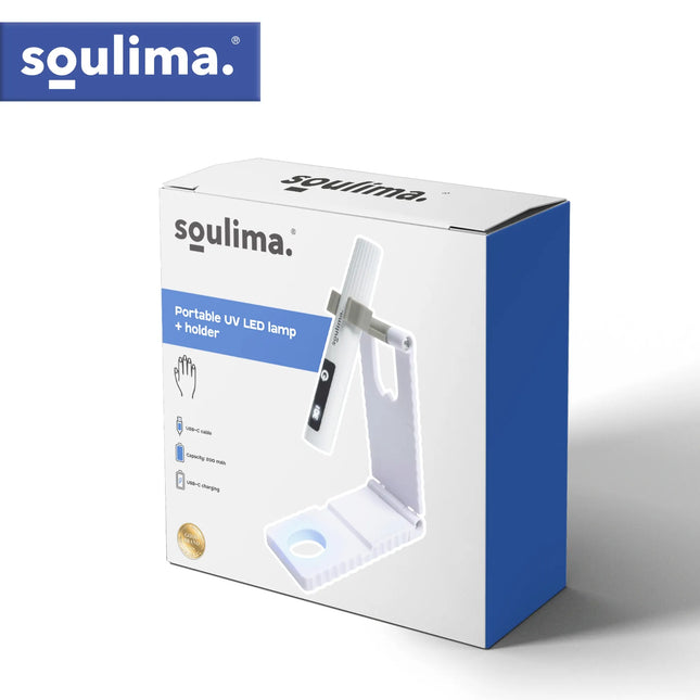 Bærbar UV-LED-lampe + holder fra Soulima