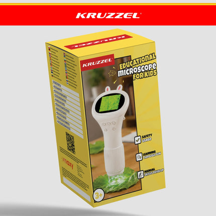 Kruzzel hvidt undervisningsmikroskop, 1000x forstørrelse