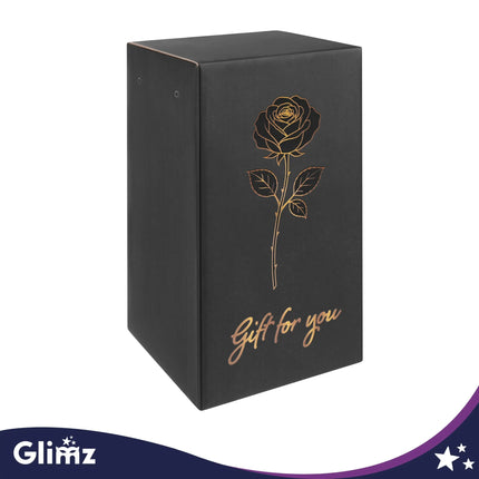 Rose i glas – lysende, 22 cm, Glimz