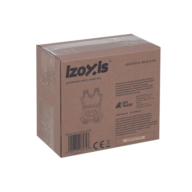 Izoxis dobbelt udendørs stikkontakt 17x11x10 cm