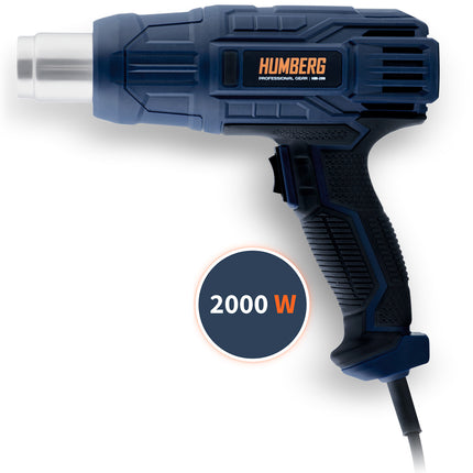 Elektrisk varmepistol 2000 W med justerbar temperatur og udskiftelige dyser til hjemmet