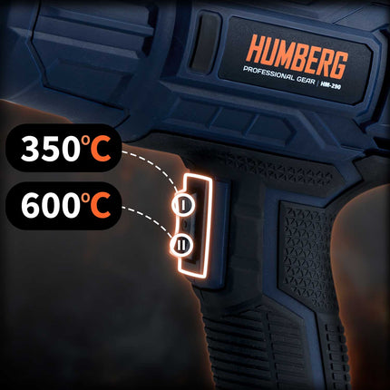 Elektrisk varmepistol 2000 W med justerbar temperatur og udskiftelige dyser til hjemmet