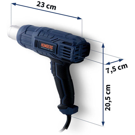 Elektrisk varmepistol 2000 W med justerbar temperatur og udskiftelige dyser til hjemmet