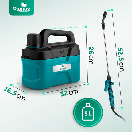 Akku-rygsprøjte 5 l med justerbar dyse, 52,5 cm lanse og maks. 2 bar tryk