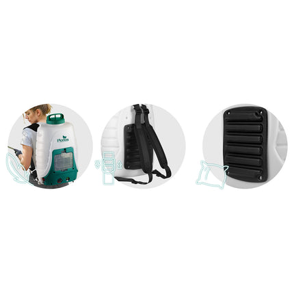 Batteridrevet sprøjte til havearbejde med justerbare dyser og 18 liters kapacitet