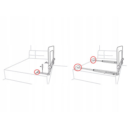 Sengehest til børn 180 x 42 x 35 cm - Sikkerhedsbarriere til sengen med opbevaring og låsesystem