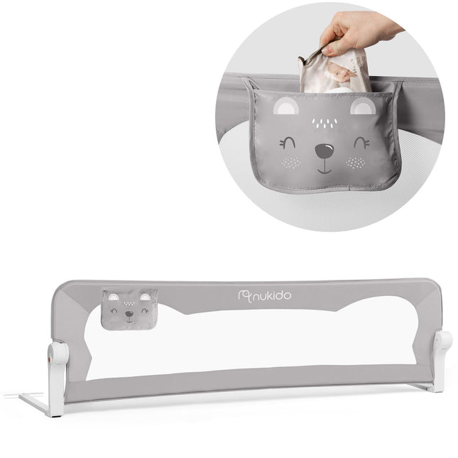Sengehest til børn 180 x 42 x 35 cm - Sikkerhedsbarriere til sengen med opbevaring og låsesystem
