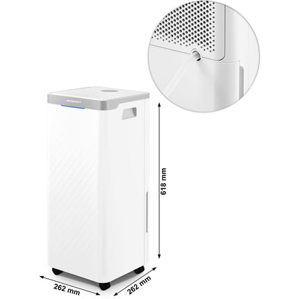 Affugter med kompressor - effektiv lufttørrer til hjemmet, 20L/24H, moderne design, LCD-display og hygrostat