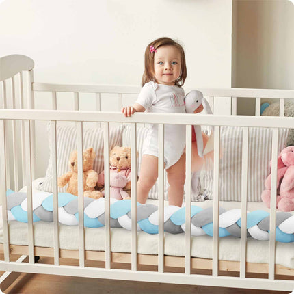 Vuggeseng til baby - 3 meter, antiallergisk og stilfuld i blå-grå farver