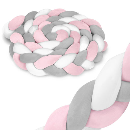 Vuggeseng i antiallergisk materiale - 3m, rosa-grå, sikker og stilfuld til babyer