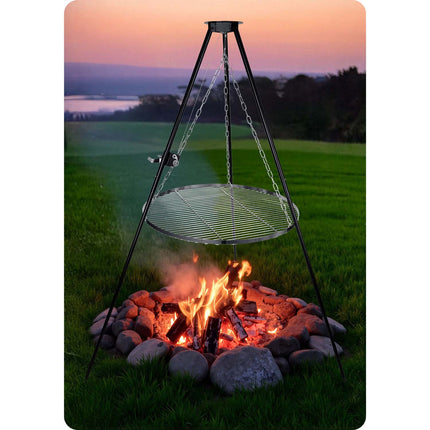 Trebensgrill med 80 cm rist - Perfekt til bål og udendørs madlavning