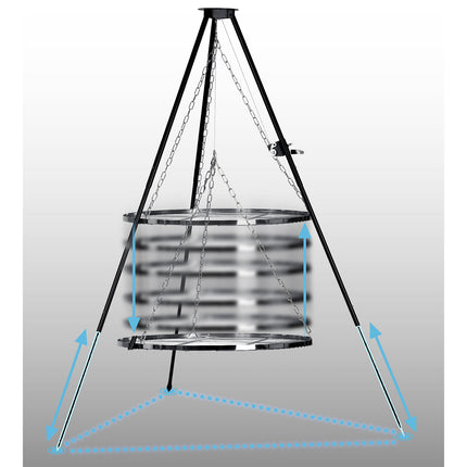 Trebensgrill med 80 cm rist - Perfekt til bål og udendørs madlavning