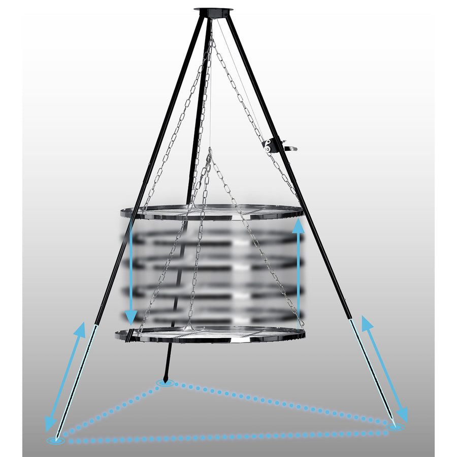 Trebensgrill med 80 cm rist - Perfekt til bål og udendørs madlavning