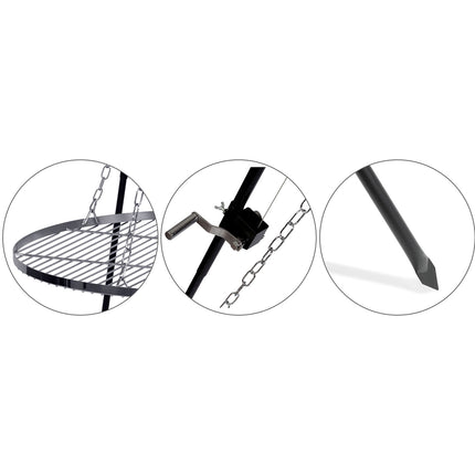 Trebensgrill med 80 cm rist - Perfekt til bål og udendørs madlavning