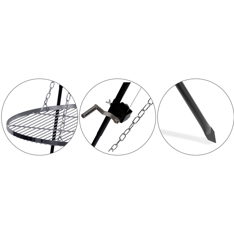 Trebensgrill med 80 cm rist - Perfekt til bål og udendørs madlavning