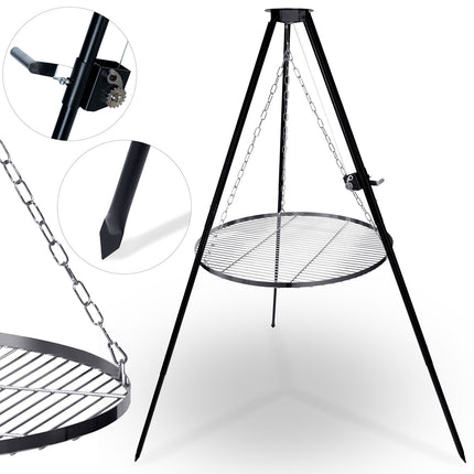 Trebensgrill med 80 cm rist - Perfekt til bål og udendørs madlavning
