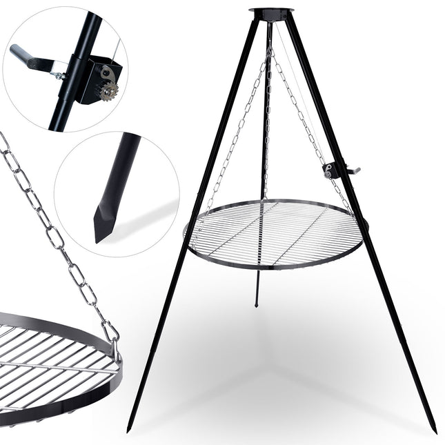 Trebensgrill med 80 cm rist - Perfekt til bål og udendørs madlavning