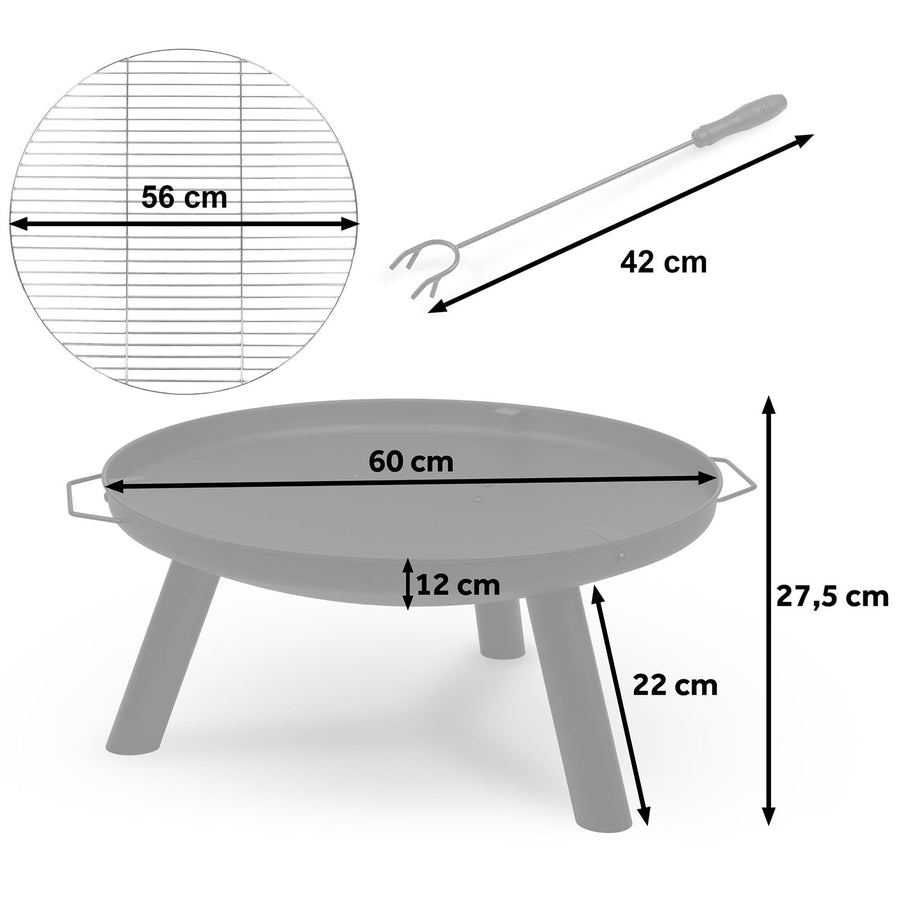 Havebålsted med 60 cm rist til hyggelige udendørs sammenkomster