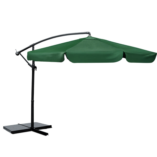 Stor haveparasol 350 cm - vandtæt, justerbar og sammenfoldelig med etui