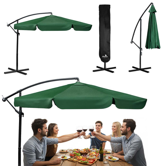 Stor haveparasol 350 cm - vandtæt, justerbar og sammenfoldelig med etui