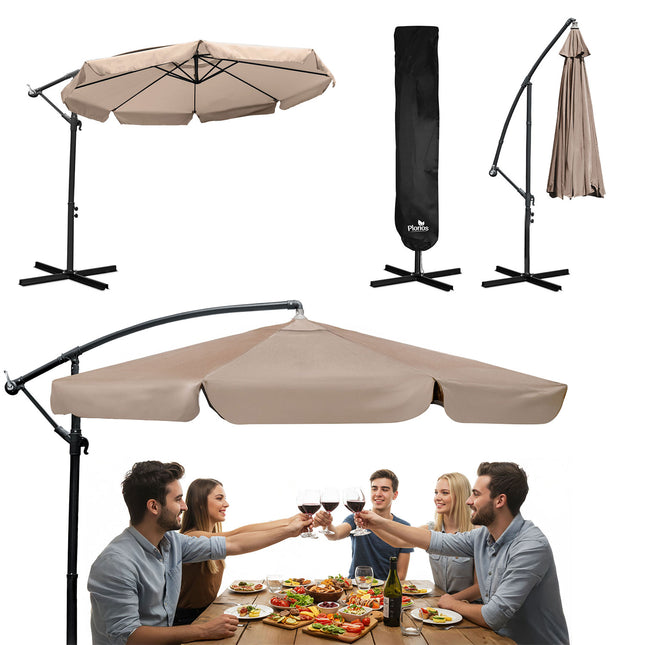 Stor haveparasol 350 cm med justerbar hældning og praktisk opbevaring - perfekt til terrasse, altan og have